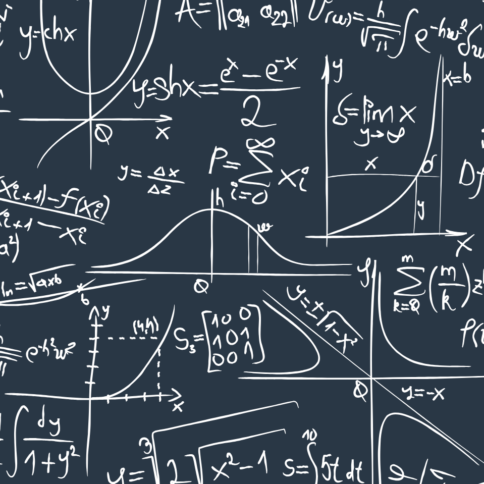 Several mathematical formulas in white text on a dark blue background.